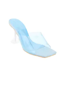 SHUZ TOUCH Blue Solid Slim Heels