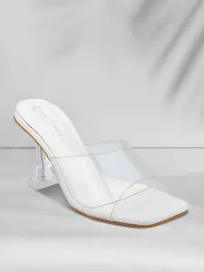 SHUZ TOUCH White Solid Slim Heels