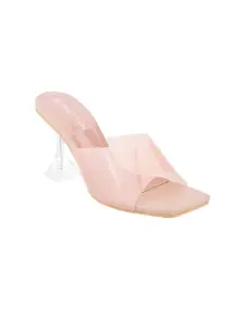 SHUZ TOUCH Nude-Coloured Solid Slim Heels
