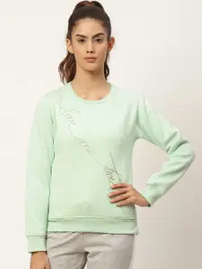 Monte Carlo Women Sea Green Printed Sweatshirt