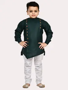 Superminis Boys Green Regular Pure Cotton Kurta with Pyjamas