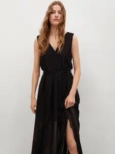 MANGO Black Self-Design Maxi Dress