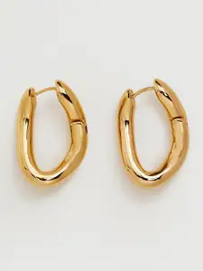 MANGO Gold-Toned Solid Contemporary Hoop Earrings