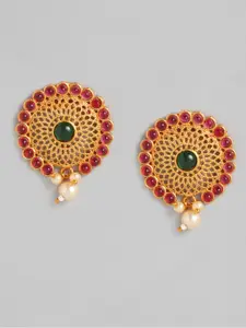 Anouk Gold-Plated Multicoloured Circular Studs Earrings