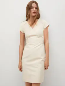 MANGO Women White Solid Sheath Dress