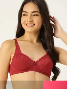 DressBerry Pack of 2 Solid Non-Padded & Non-Wired Everyday Bras with Lace Detail