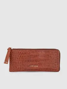 Hidesign Women Tan Brown Woven Design Leather Two Fold Wallet