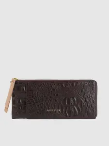 Hidesign Women Brown Croc Textured Leather Zip Around Wallet