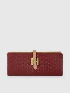 Hidesign Women Red Woven Design Leather Two Fold Wallet