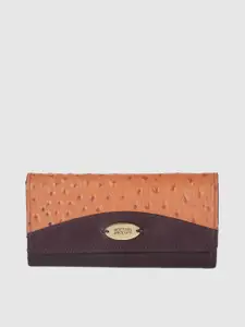 Hidesign Women Maroon & Coral Abstract Textured Leather Two Fold Wallet