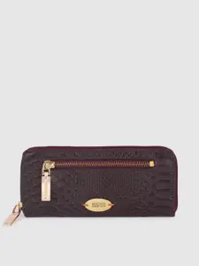 Hidesign Women Purple Animal Textured Leather Zip Around Wallet