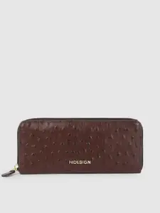 Hidesign Women Brown Textured Leather Zip Around Wallet