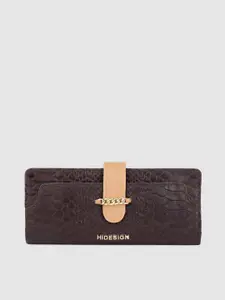 Hidesign Women Purple Snakeskin Textured Leather Two Fold Wallet
