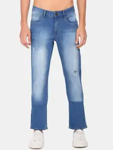 Flying Machine Men Blue Tapered Fit Low Distress Heavy Fade Jeans