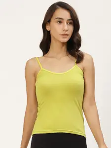 Lady Lyka Women Lime Green Solid Non-Padded Cotton Camisole