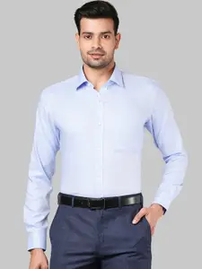 Raymond Men Blue Opaque Checked Formal Shirt