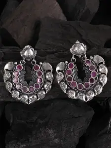 JEWELS GEHNA Silver-Toned & Silver-Plated Contemporary Chandbalis Earrings