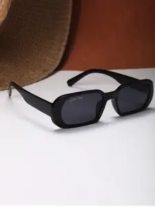 ROYAL SON Women Black UV Protected Rectangle Sunglasses