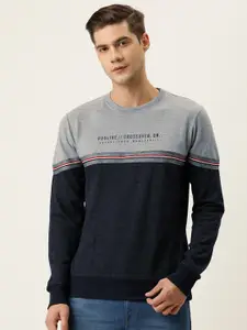 Proline Active Men Blue & Grey Colourblocked Sweatshirt