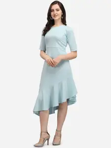 PURVAJA Blue Midi High-Low Dress