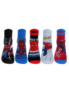 Supersox Men Pack Of 5 Disney Spiderman Character Cotton Ankle-Length Socks