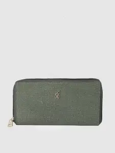 Baggit Women Green Textured Zip Around Wallet