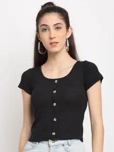Miaz Lifestyle Women Black Solid Regular Fitted Top