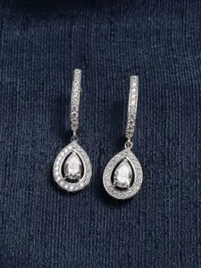 Clara Silver-Toned Contemporary Drop Earrings