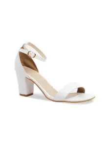 ERIDANI White Block Sandals with Buckles