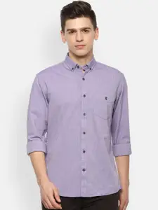 Louis Philippe Sport Louis Philippe Sport Men Purple Slim Fit Pure Cotton Casual Shirt