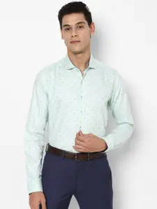 SIMON CARTER LONDON Men Sea Green & Blue Slim Fit Opaque Printed Pure Cotton Formal Shirt