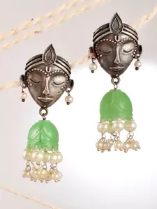Infuzze Green Contemporary Jhumkas Earrings