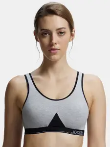 Jockey Wirefree Non Padded Combed Cotton Stretch Full Coverage Sports Bra 1376-0105