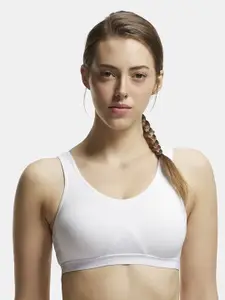 Jockey Wirefree Non Padded Combed Cotton Stretch Full Coverage Slip-On Active Bra 1376
