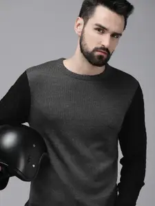 The Roadster Lifestyle Co Men Charcoal Grey Pullover Sweater