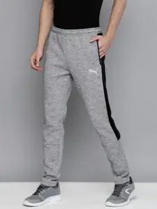 Puma Men Grey Solid EVOSTRIPE Knitted Drycell Slim Fit Track Pants With Side Stripes