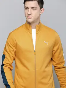 one8 x PUMA Men Mustard Yellow Solid Slim Fit Track Jacket With Contrast Details