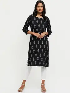 max Women Black Ethnic Motifs Printed Kurta