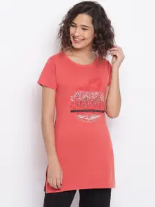 Duchess Women Pink & White Printed Lounge T-Shirt