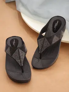 Anouk Black Embellished Comfort Heels