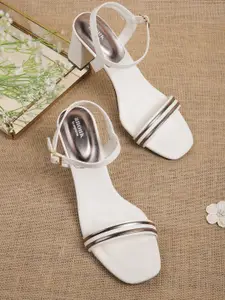 Anouk Women White Solid Open Toe Heels