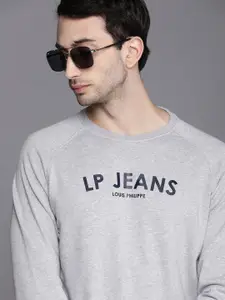 Louis Philippe Jeans Men Grey Solid Pullover Sweatshirt