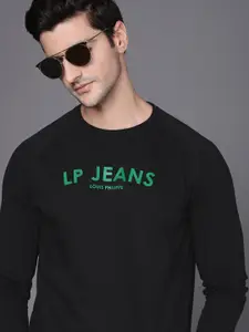Louis Philippe Jeans Men Black Logo Printed Sweatshirt