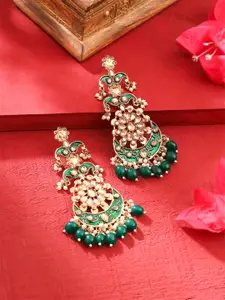 Yellow Chimes Green Contemporary Drop Earrings