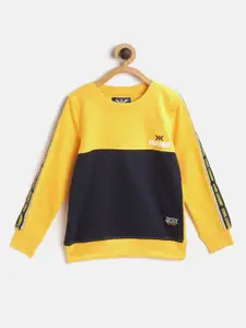Killer Boys Mustard Yellow & Navy Blue Colourblocked Sweatshirt