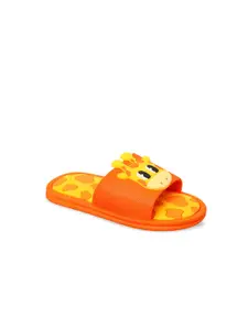 Yellow Bee Boys Orange Printed Sliders