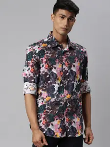 RARE RABBIT Men Multicoloured Slim Fit Floral Opaque Printed Casual Shirt