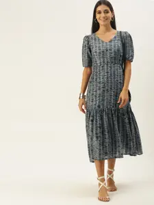 Ethnovog Grey A-Line Midi Dress