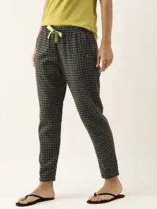 Enamor Women Charcoal Ankle Length Cotton Flannel Pants