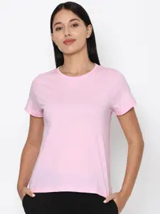 Allen Solly Woman Pink Pure Cotton Solid Lounge T Shirt